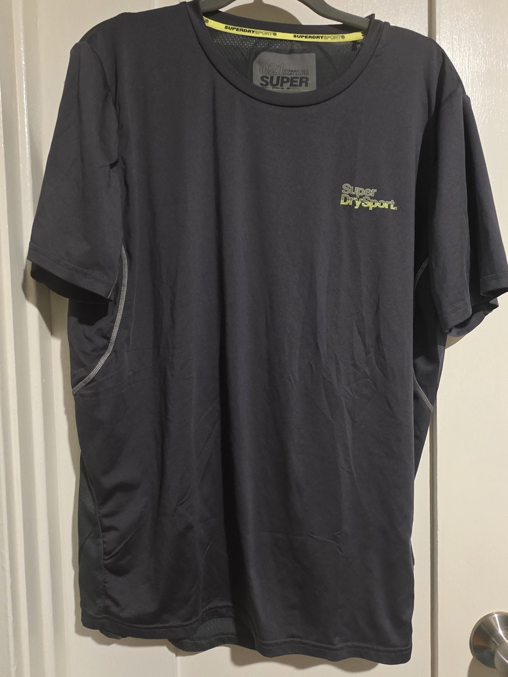 Superdry Sport Men's Black Short Sleeve Logo Tee with Yellow Accent